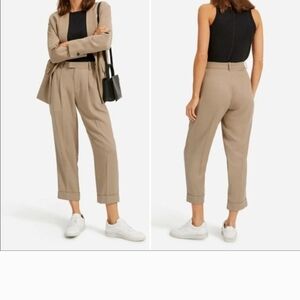 EVERLANE The Put Together Pleat Pant Tan Cuffed Lyocell Taupe Women Size 00 XXS